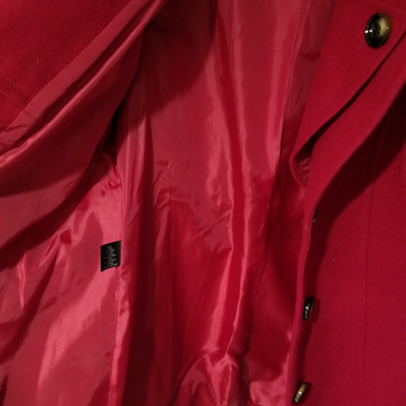 London Fog's  Red Wool Blend Pea Coat - Picture 3 of 5